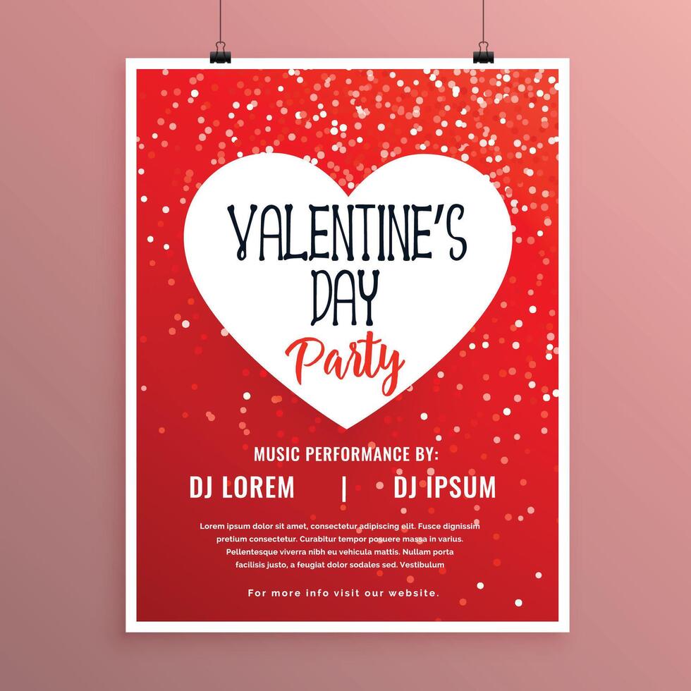 valentines day party celebration red flyer template vector