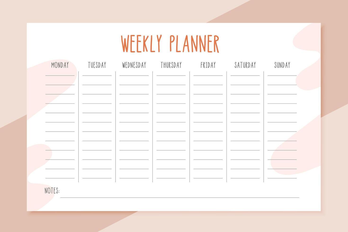 weekly planner template card for notes vector