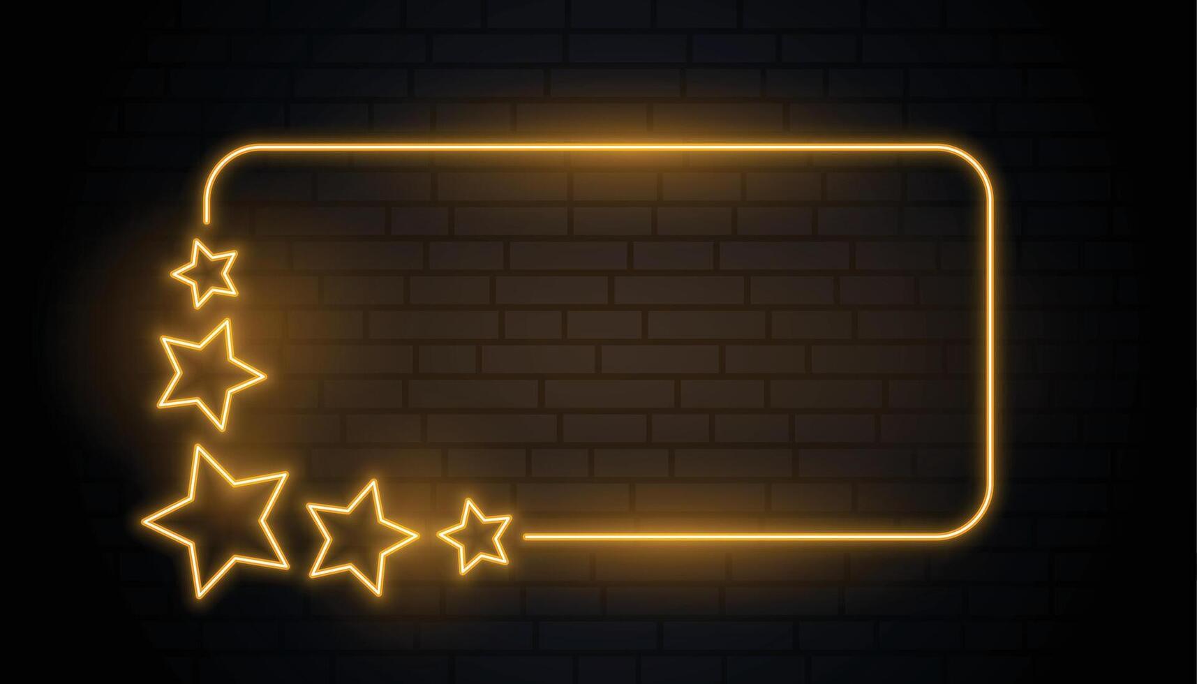 golden stars neon glowing frame design vector