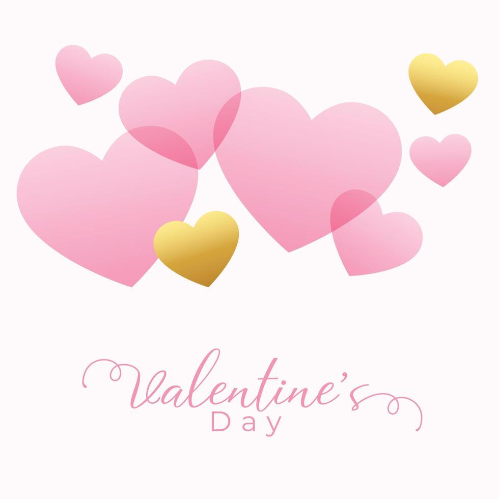 beautiful pink and golden hearts background for valentine's day vector