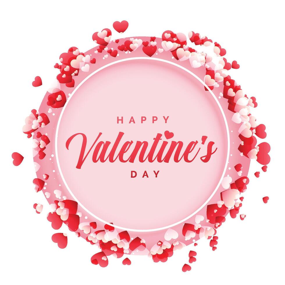 happy valentines day frame with hearts background vector
