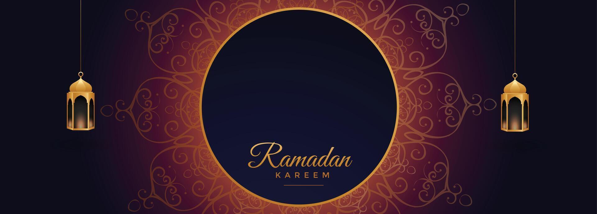 ramadan kareem religious banner with text space vector