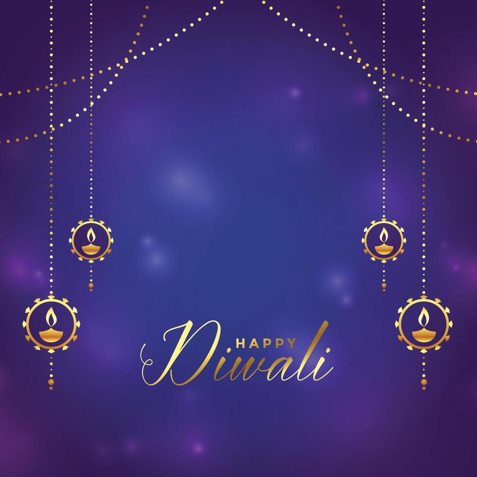 happy diwali purple shiny golden background vector