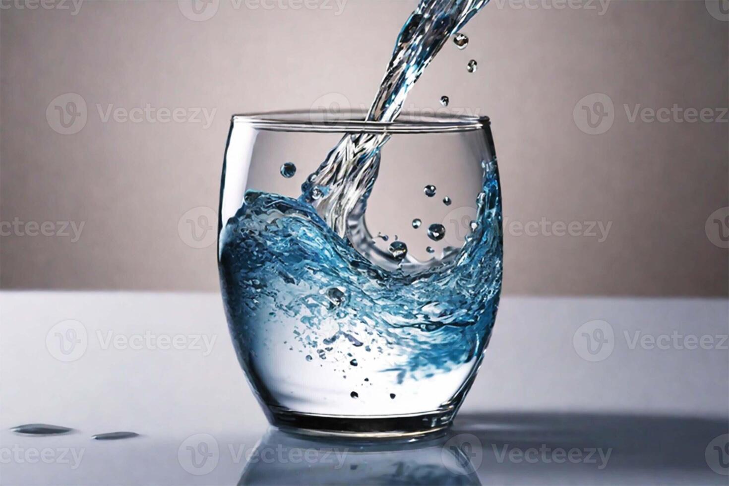 ai generado un hermosa chapoteo de azul transparente líquido torrencial dentro un vaso. limpiar Bebiendo puro agua concepto. foto