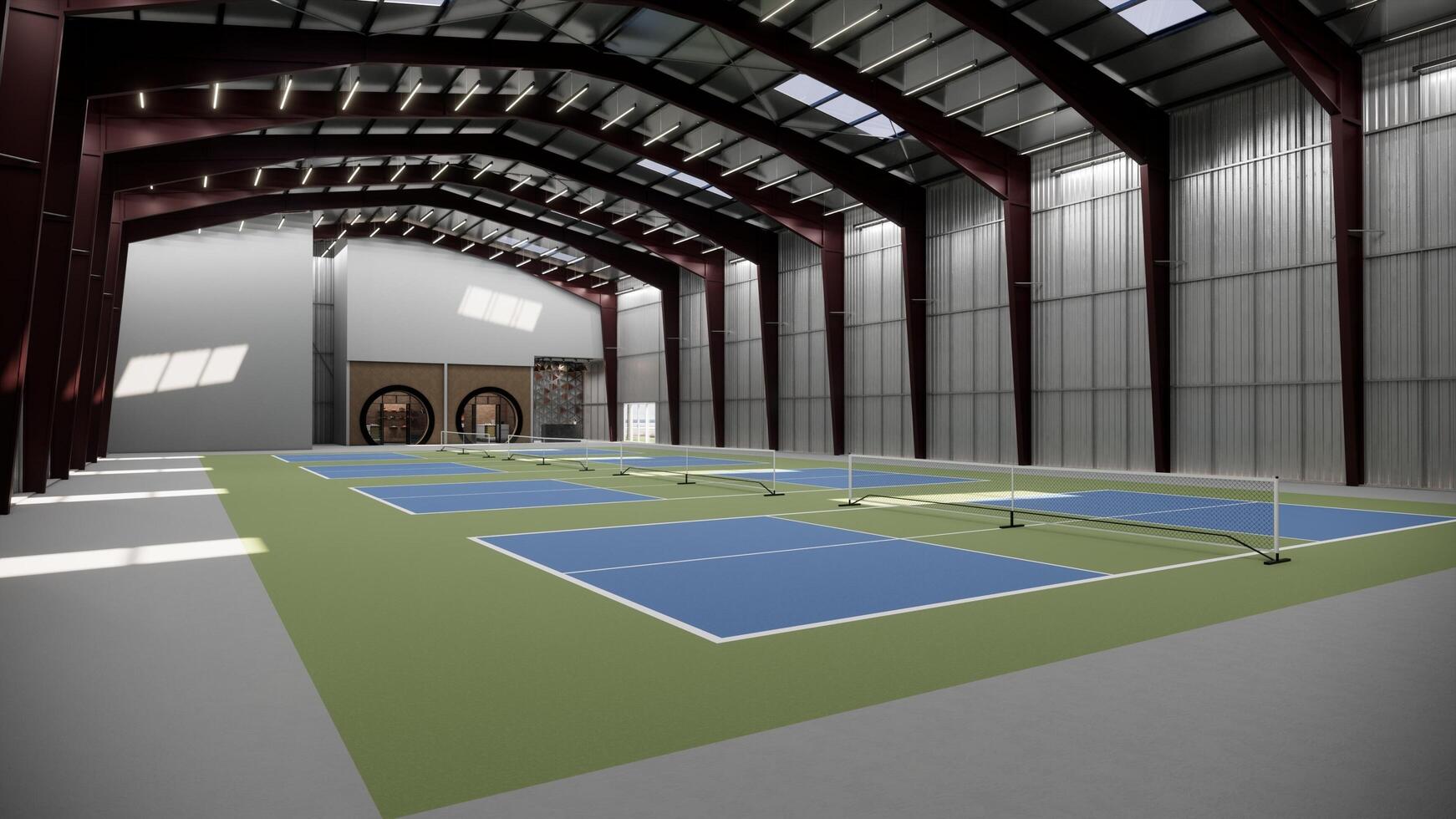 indoor pickleball court inside the warehouse building photo