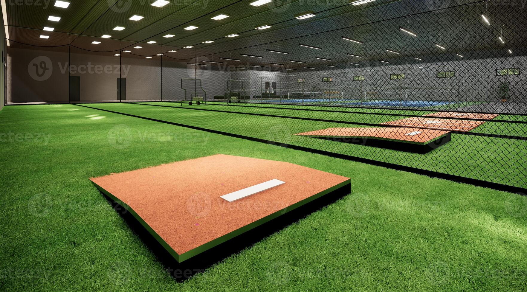 Indoor Batting Cages For Baseball and Softball 3d rendering illustration photo