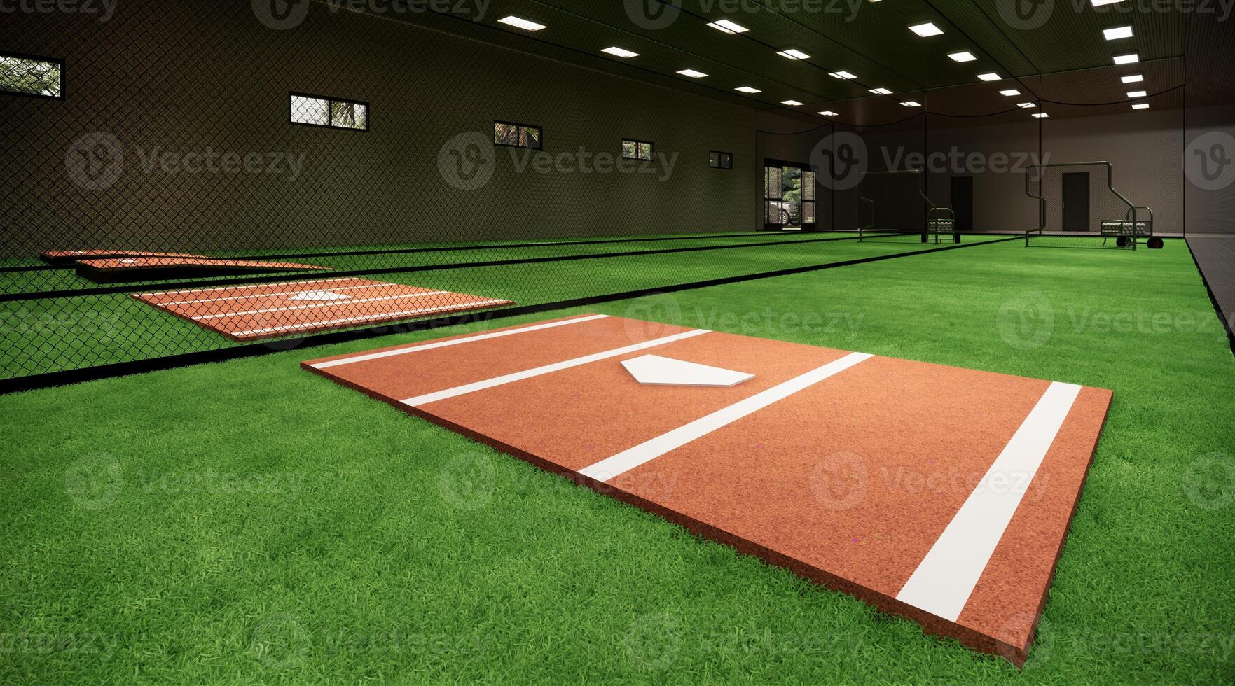 Indoor Batting Cages For Baseball and Softball 3d rendering illustration photo