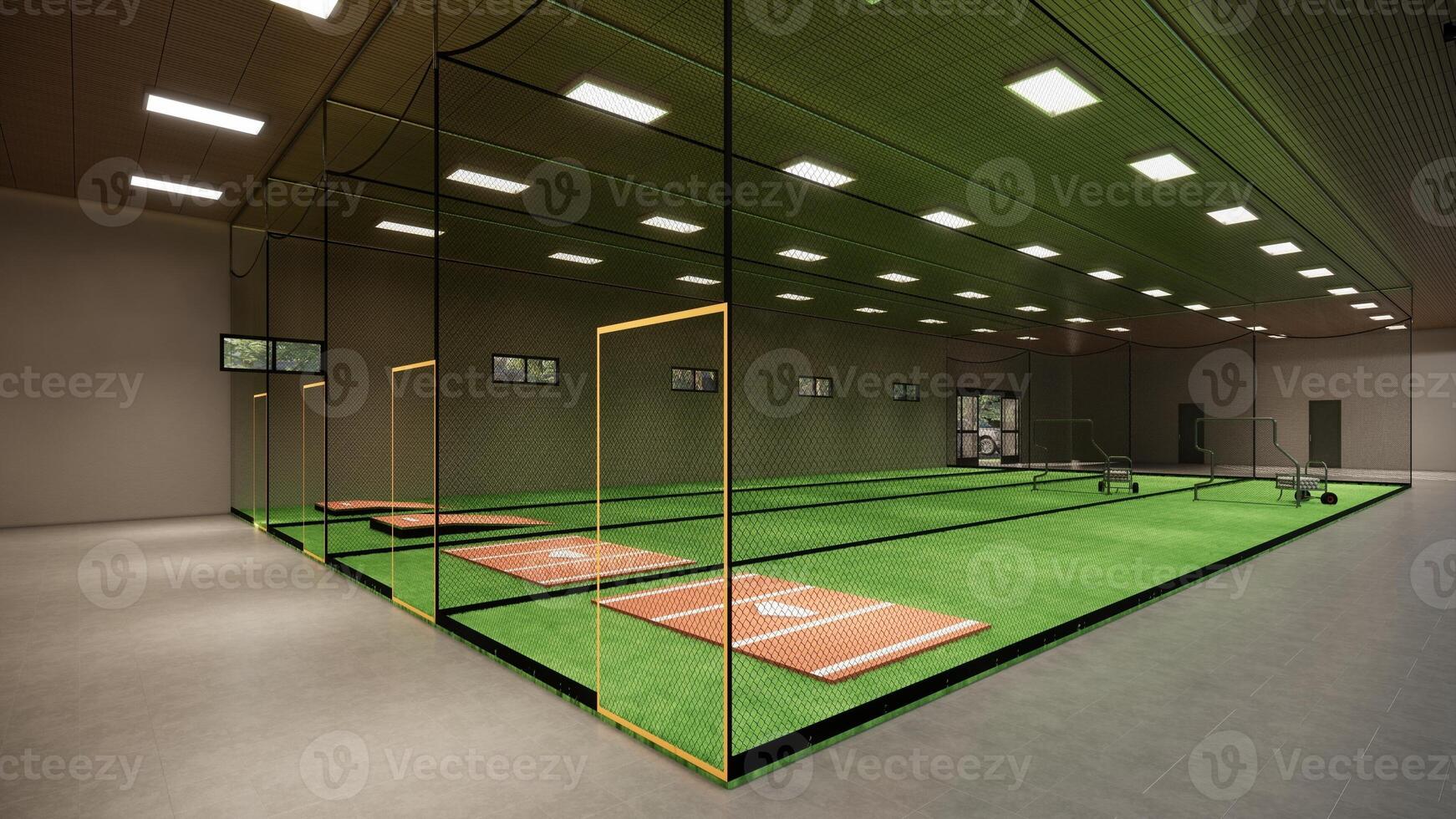 Indoor Batting Cages For Baseball and Softball 3d rendering illustration photo