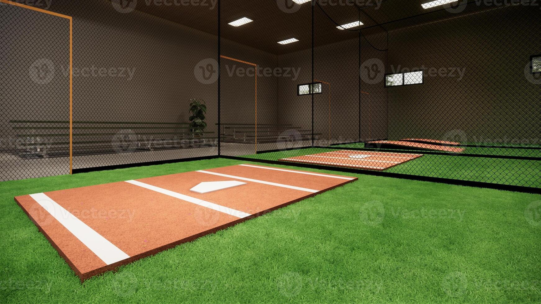 interior guata jaulas para béisbol sofbol 3d representación ilustración foto