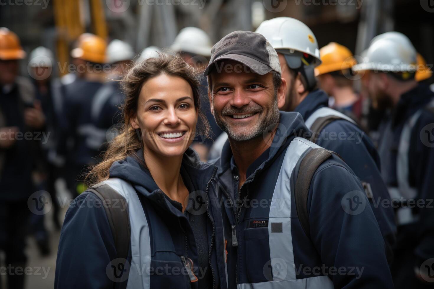 AI generated Engineers with bright smiles working on a construction project, construction and engineering image photo