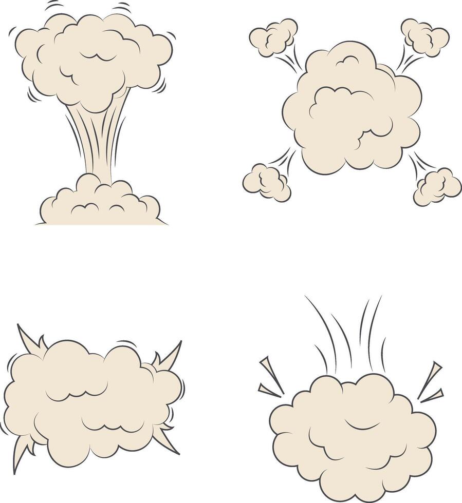 Set of Comics Explosion Clouds On White Background. vector