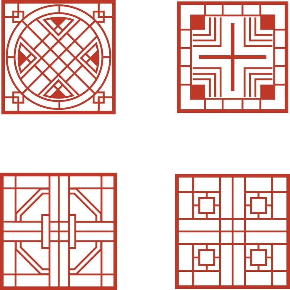 Traditional Chinese Pattern Elements. Isolated On White Background, Vector Illustration