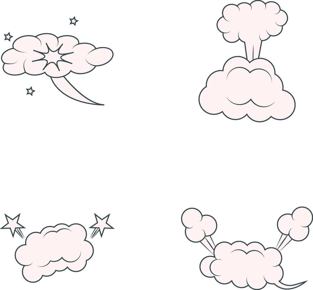 Comics Explosion Clouds. Cartoo Design Style. Vector Illustration