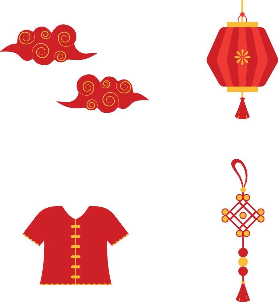 Set of Chinese New Year Element. Asian Design Style vector