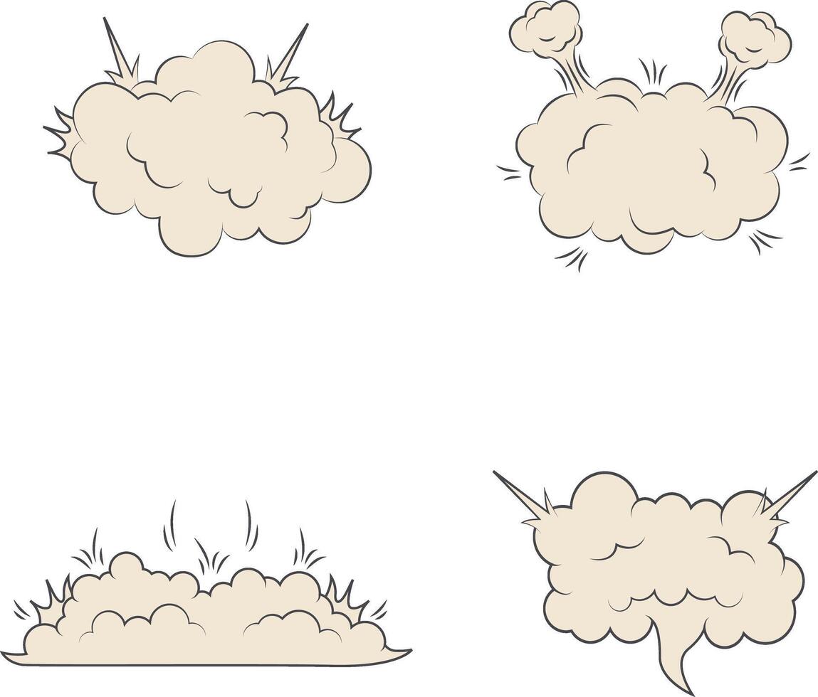 Set of Comics Explosion Clouds On White Background. vector