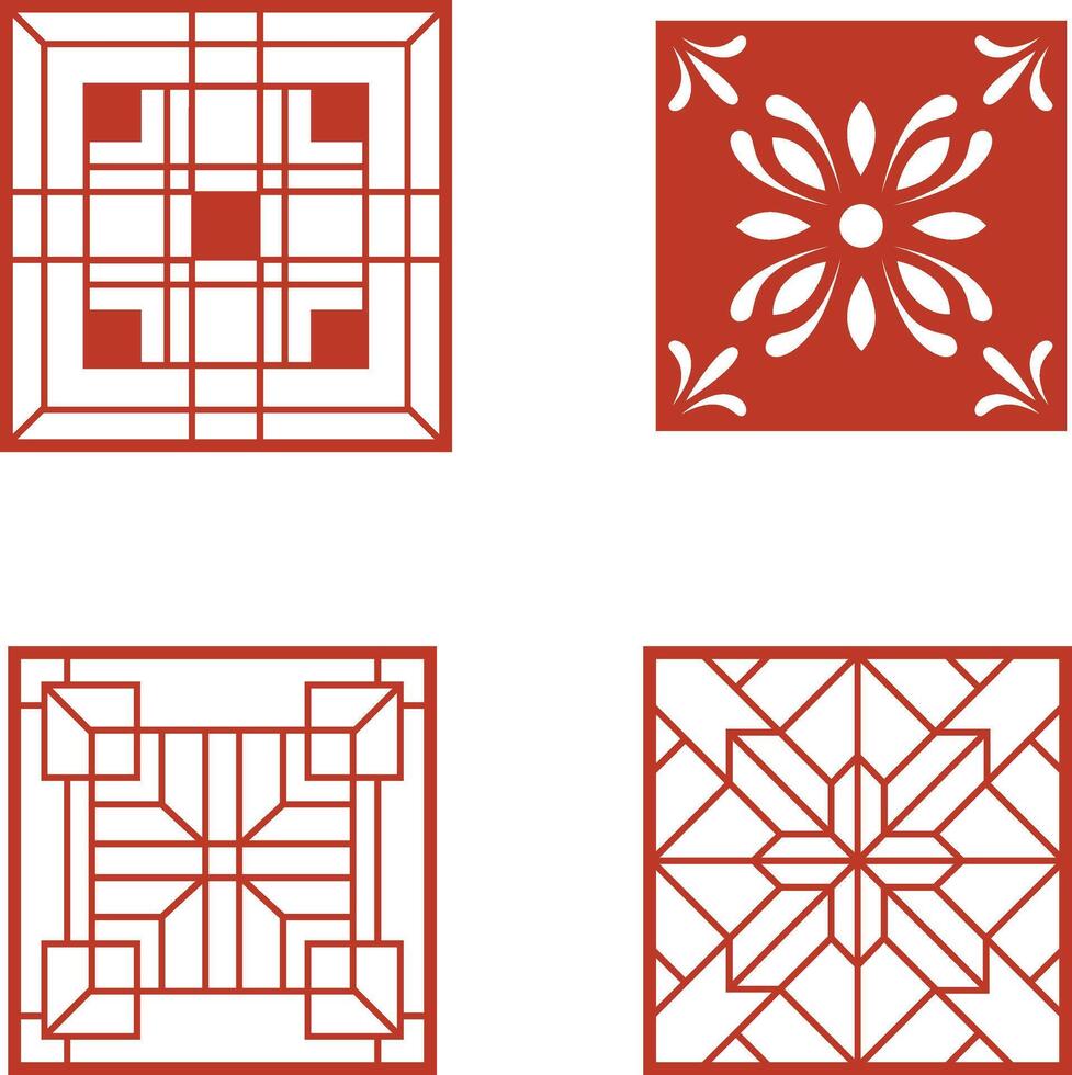 Traditional Chinese Pattern Elements. Isolated On White Background, Vector Illustration
