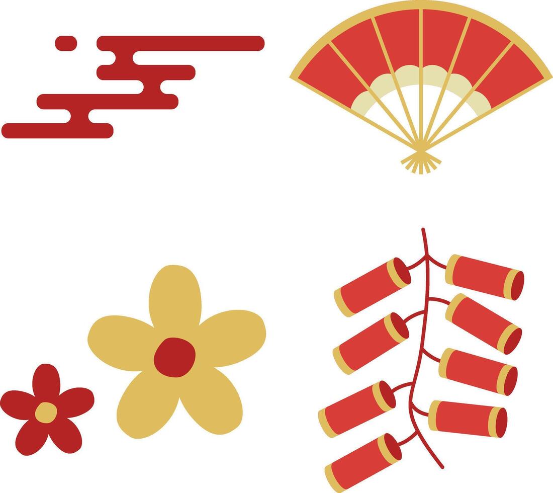 Set of Cute Chinese New Year Icon. Isolated Vector