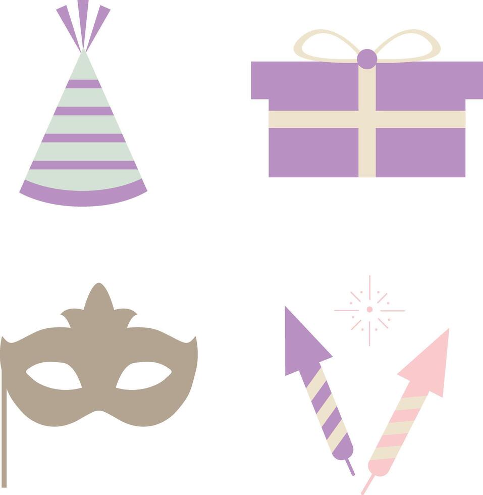 Party Decoration Elements Set. Flat Vector Illustration