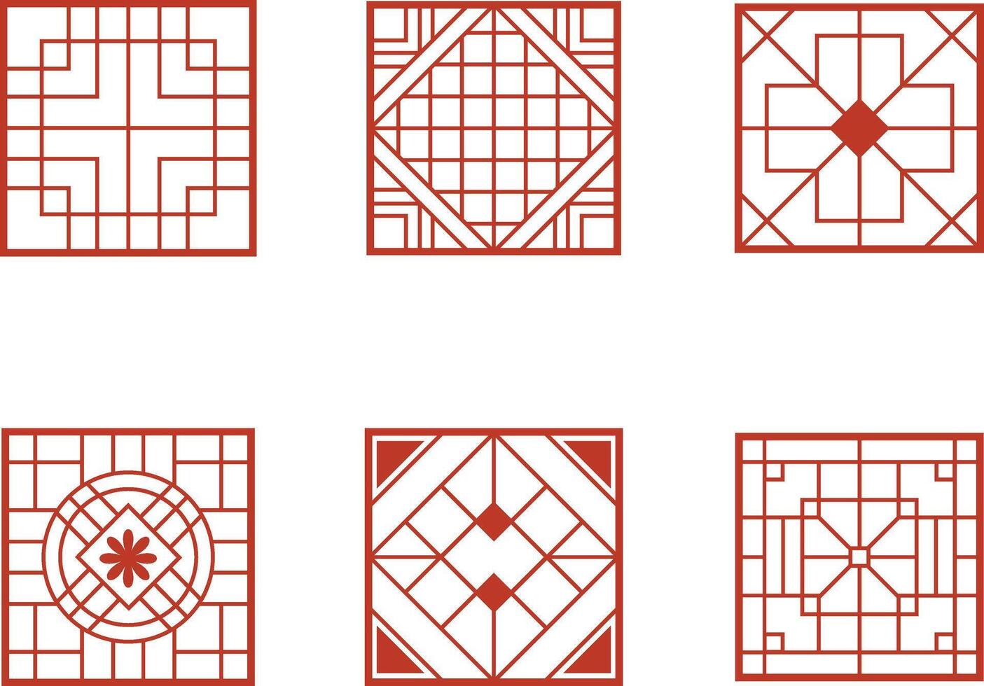 Traditional Chinese Pattern Elements. Isolated On White Background, Vector Illustration