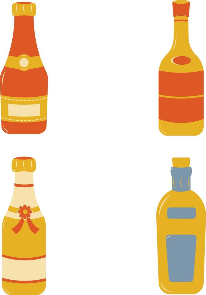 Set of Various Bottles Icons. Isolated On White Background vector