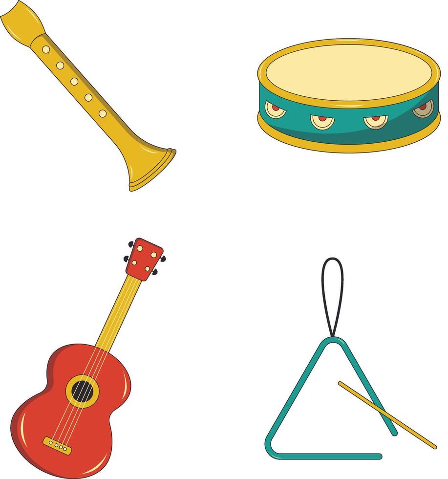 Musical Instruments Elements Set. Isolated On White Background vector