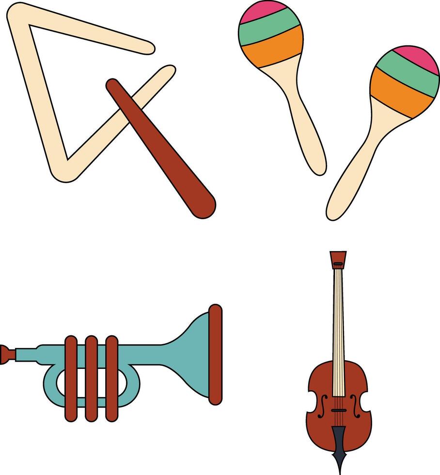 Musical Instruments Icon Set. Isolated On White Background vector