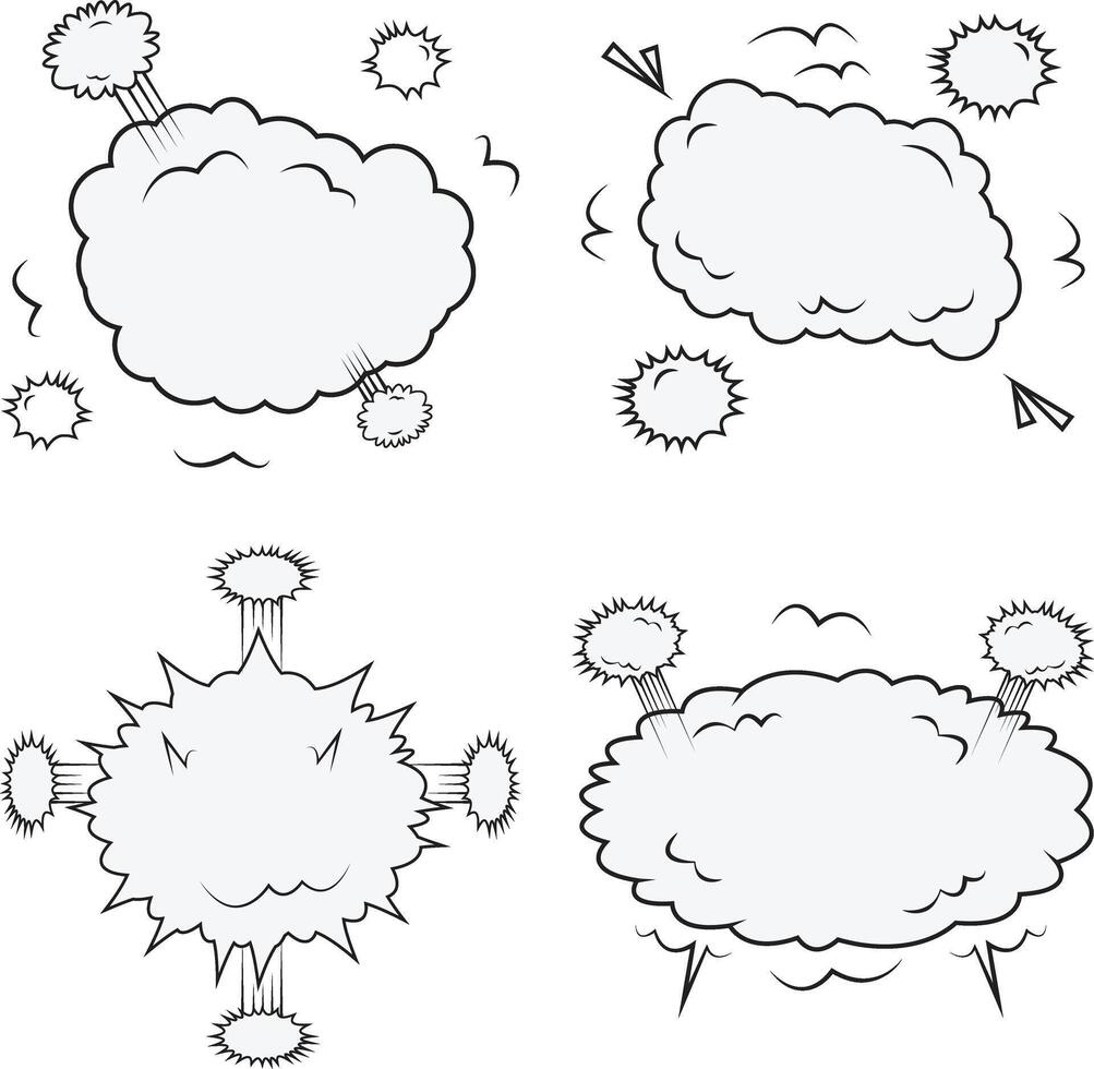 Comics Explosion Clouds. For Dialogue In Comics. Vector Illustration Set