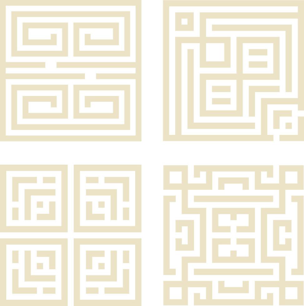 Collection of Traditional Chinese Pattern Icon. Chinese Border Design. Isolated On White Background vector