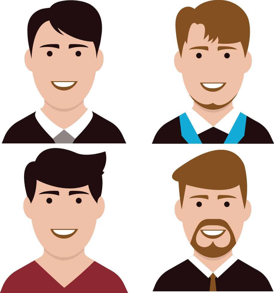 Set of Businesman Avatar Icons. Vector Illustration