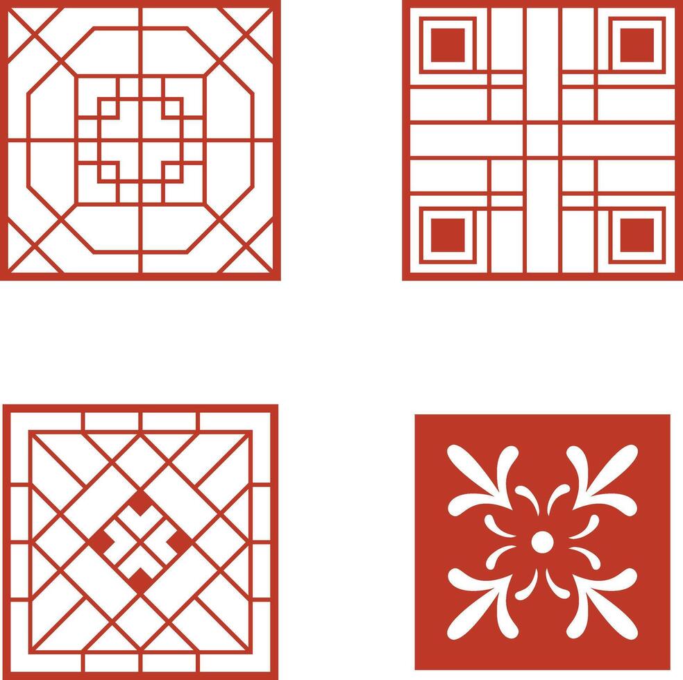 Traditional Chinese Pattern Elements. Isolated On White Background, Vector Illustration