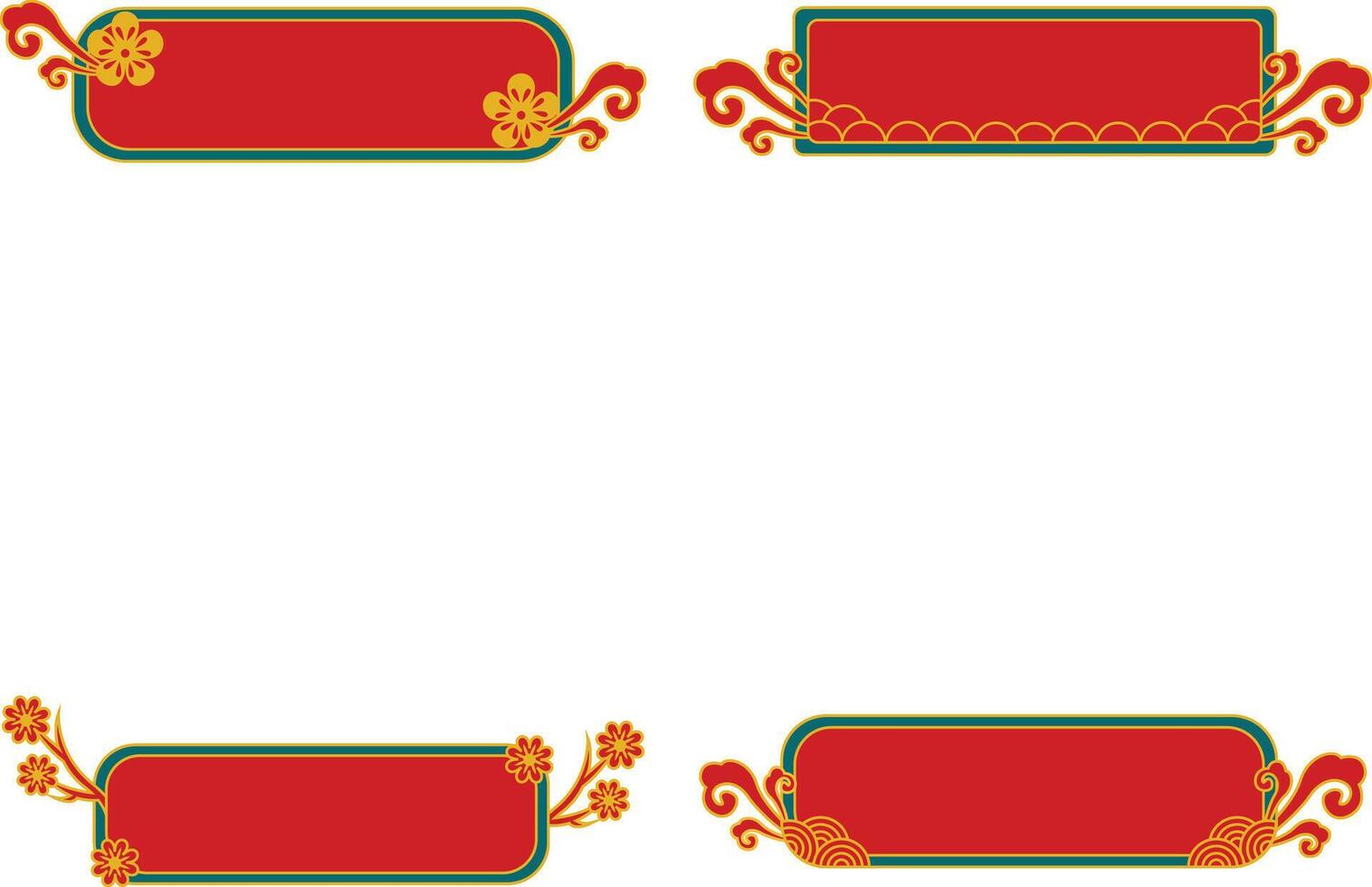 conjunto de rojo chino título marco. aislado en blanco antecedentes vector