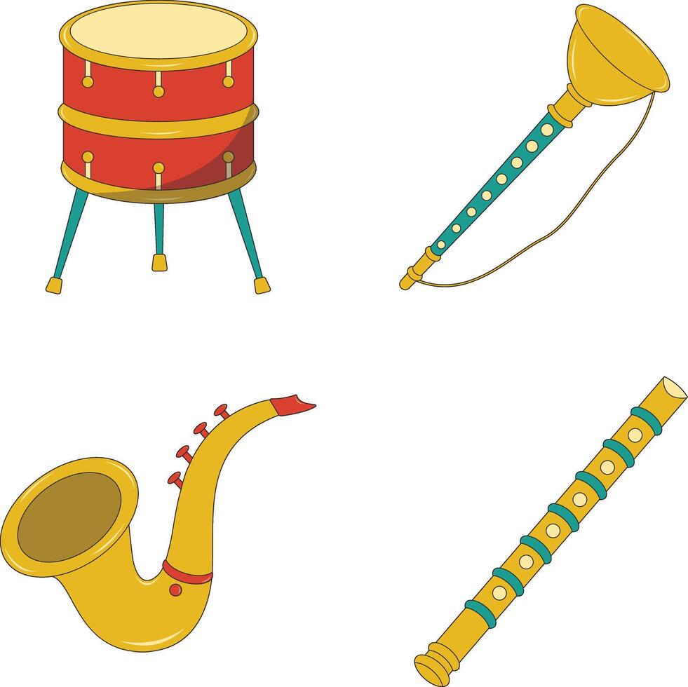 Musical Instruments Elements Set. Isolated On White Background vector