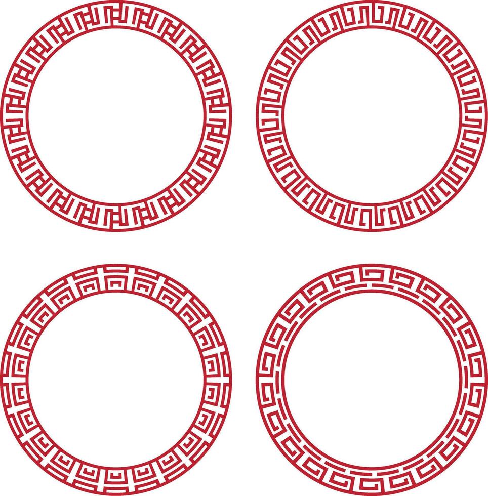 Set of Chinese Circle Frame. Isolated On White Background vector