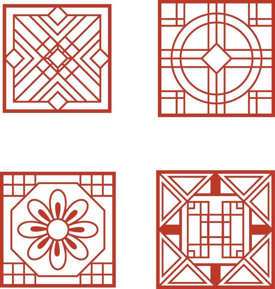 Traditional Chinese Pattern Elements. Isolated On White Background, Vector Illustration