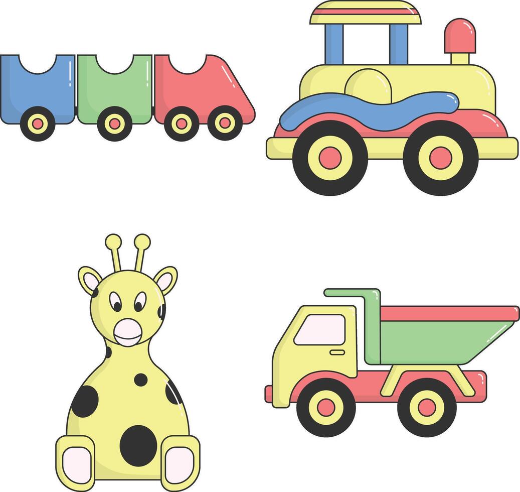 Children's Toys Collection. Cartoon Style vector