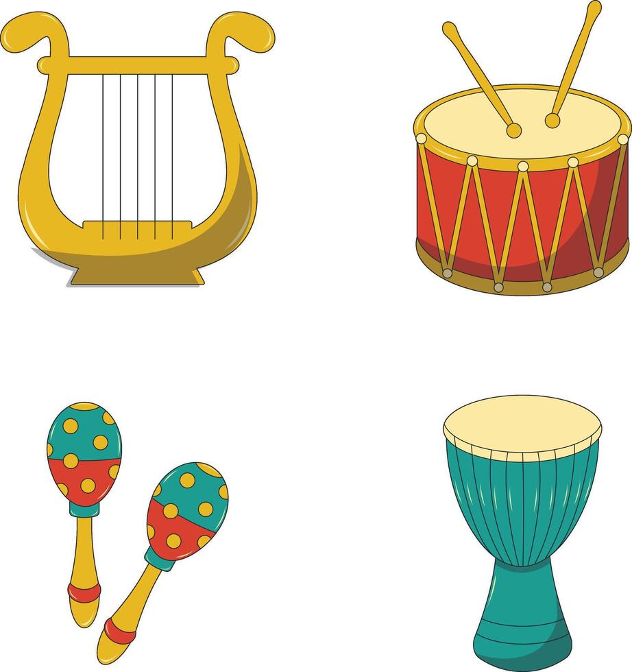 Musical Instruments Elements Set. Isolated On White Background vector
