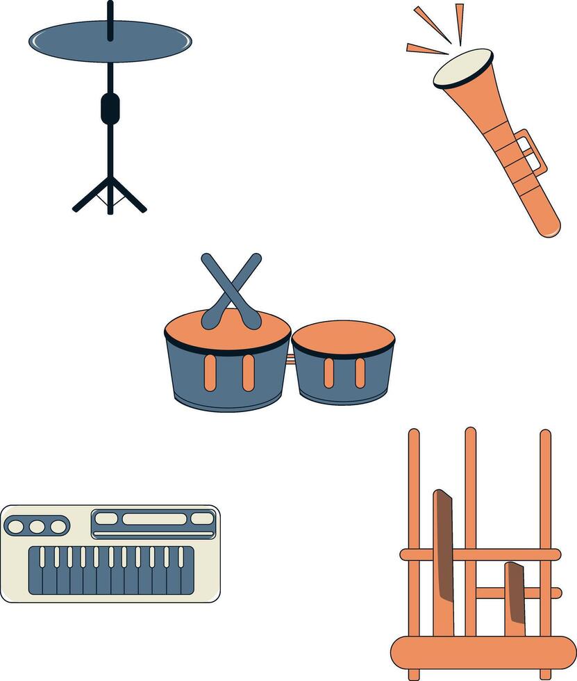 Musical Instrument Set. Flat Vector Illustration