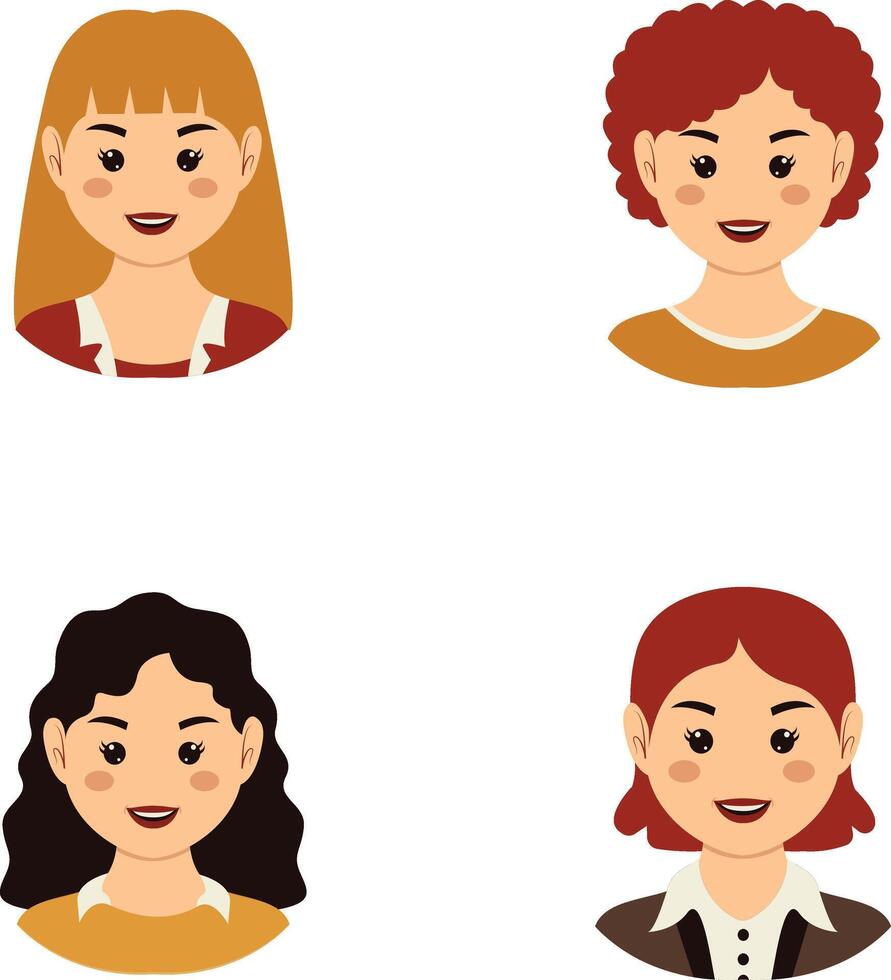 Business Woman Avatar, Flat Style. Vector Icon Set