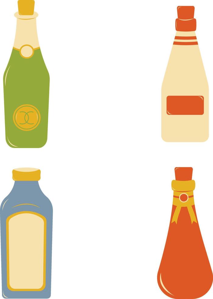 Set of Various Bottles Icons. Isolated On White Background vector
