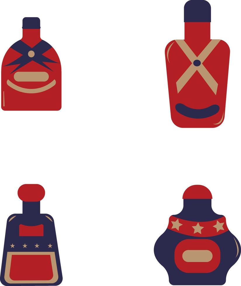 Various Bottles Icons Collection, Cartoon Design Style vector