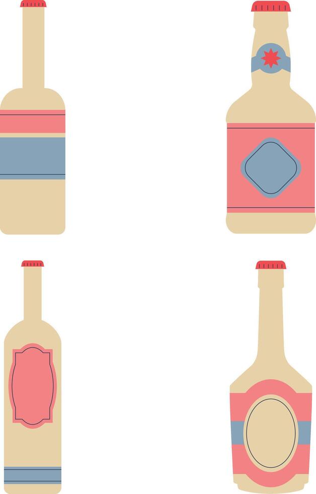 plano varios botellas íconos colocar. vector