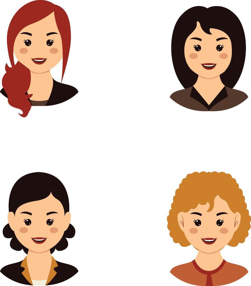 Business Woman Avatar, Flat Style. Vector Icon Set