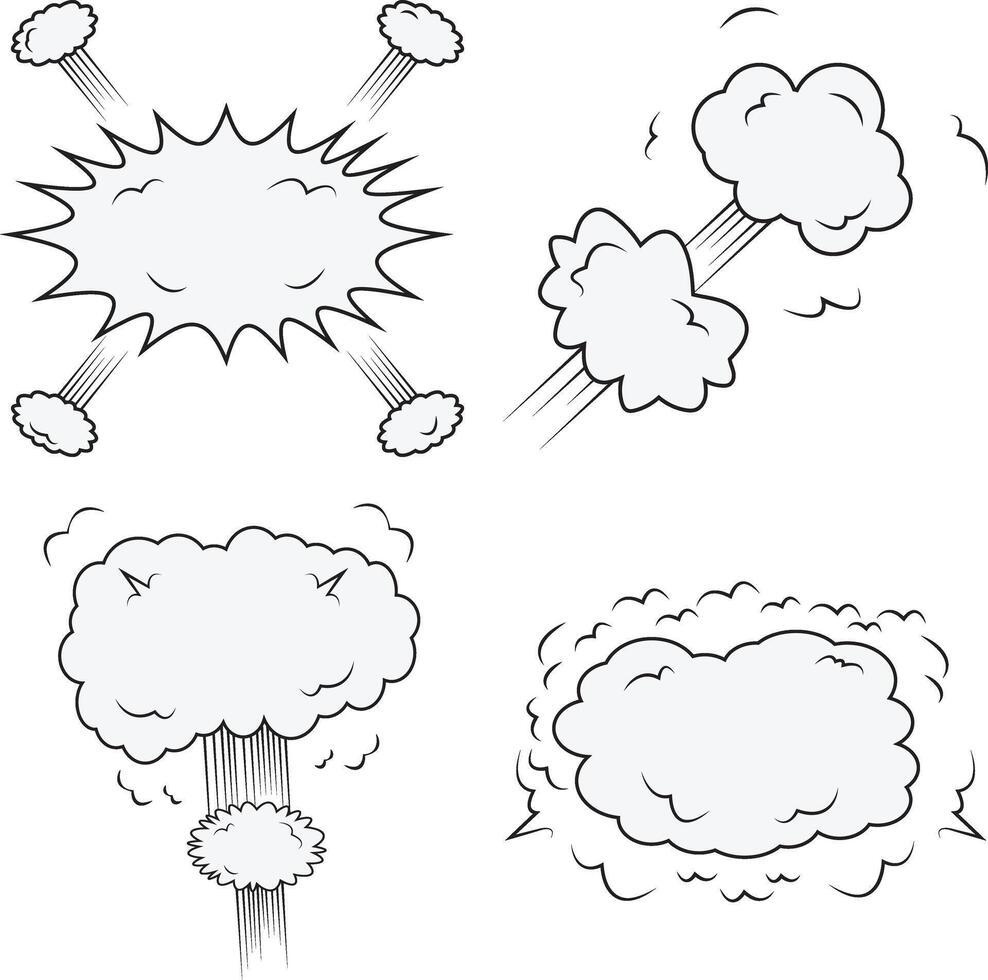 Comics Explosion Clouds. For Dialogue In Comics. Vector Illustration Set