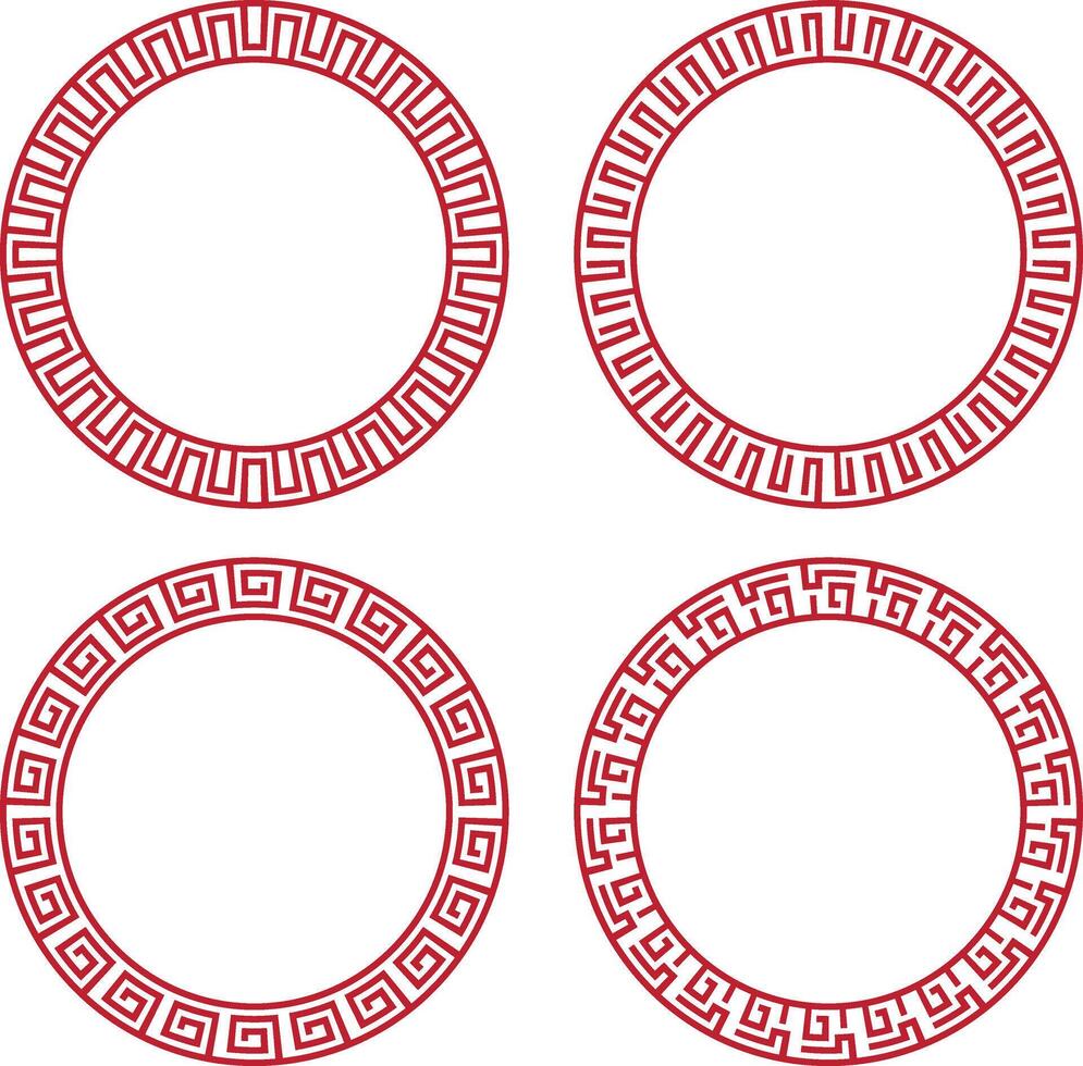 conjunto de chino circulo marco. aislado en blanco antecedentes vector