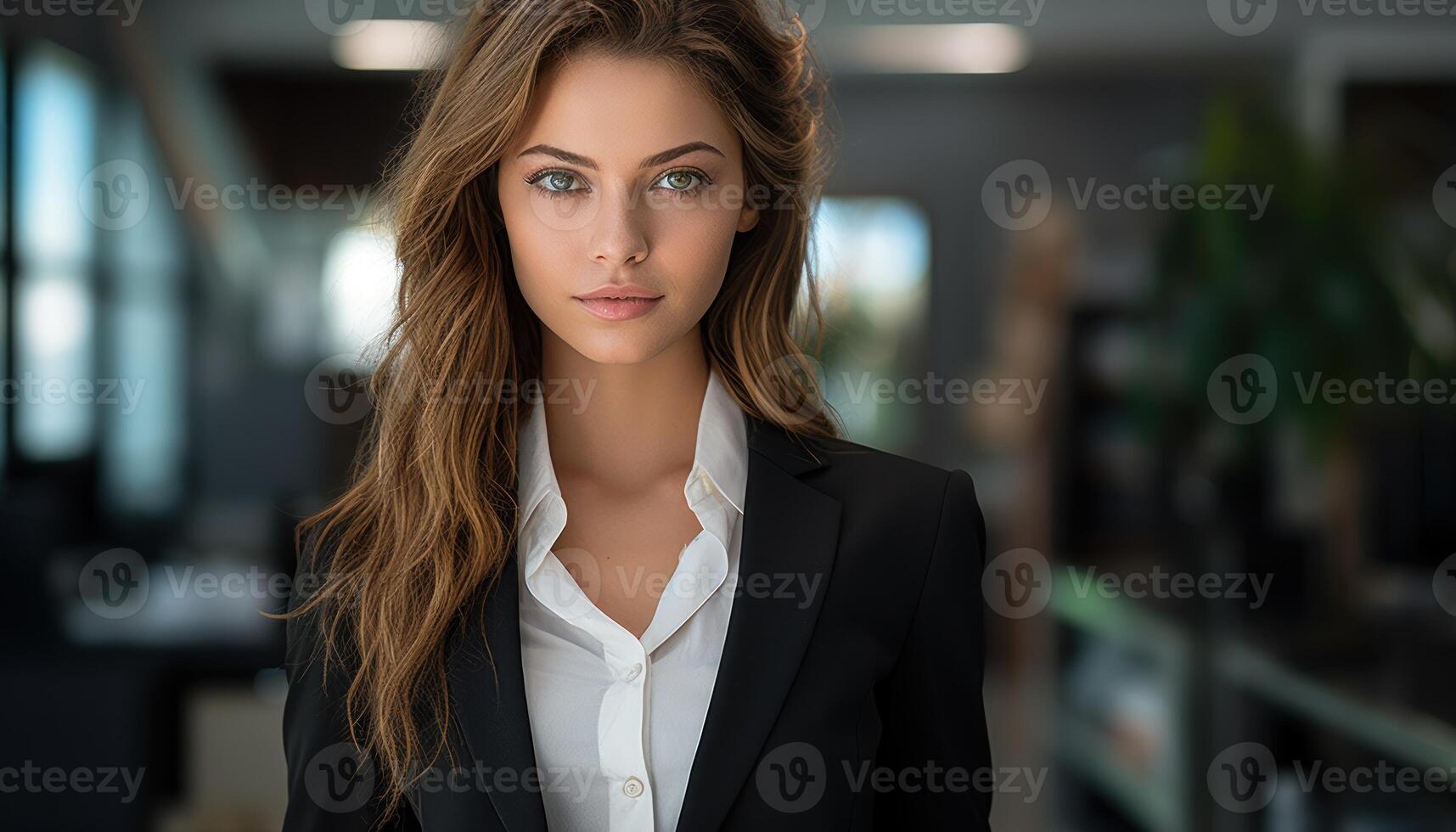 AI generated Stylish young woman in professional attire, professional job interview attire image photo
