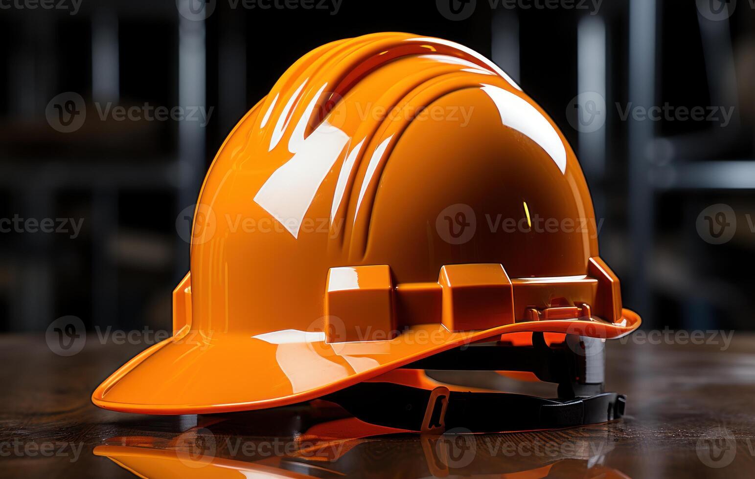 AI generated A sturdy hard hat placed on a table surface, construction and engineering image photo