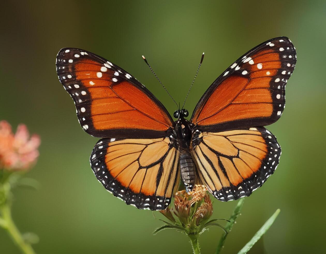 AI generated Swallowtail butterfly on flower and water. photo