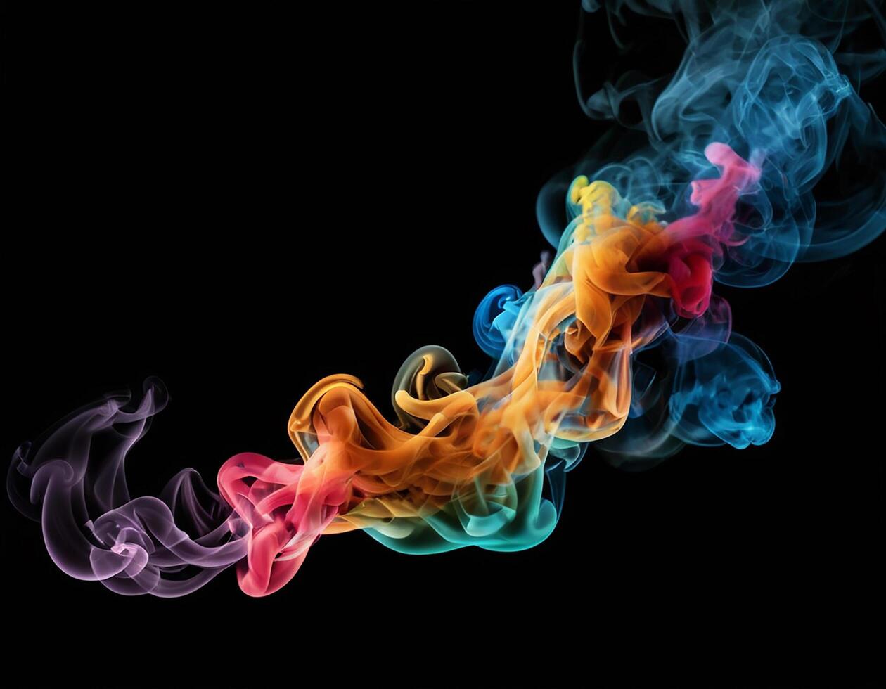 AI generated green red smoke on black background. generative ai. photo