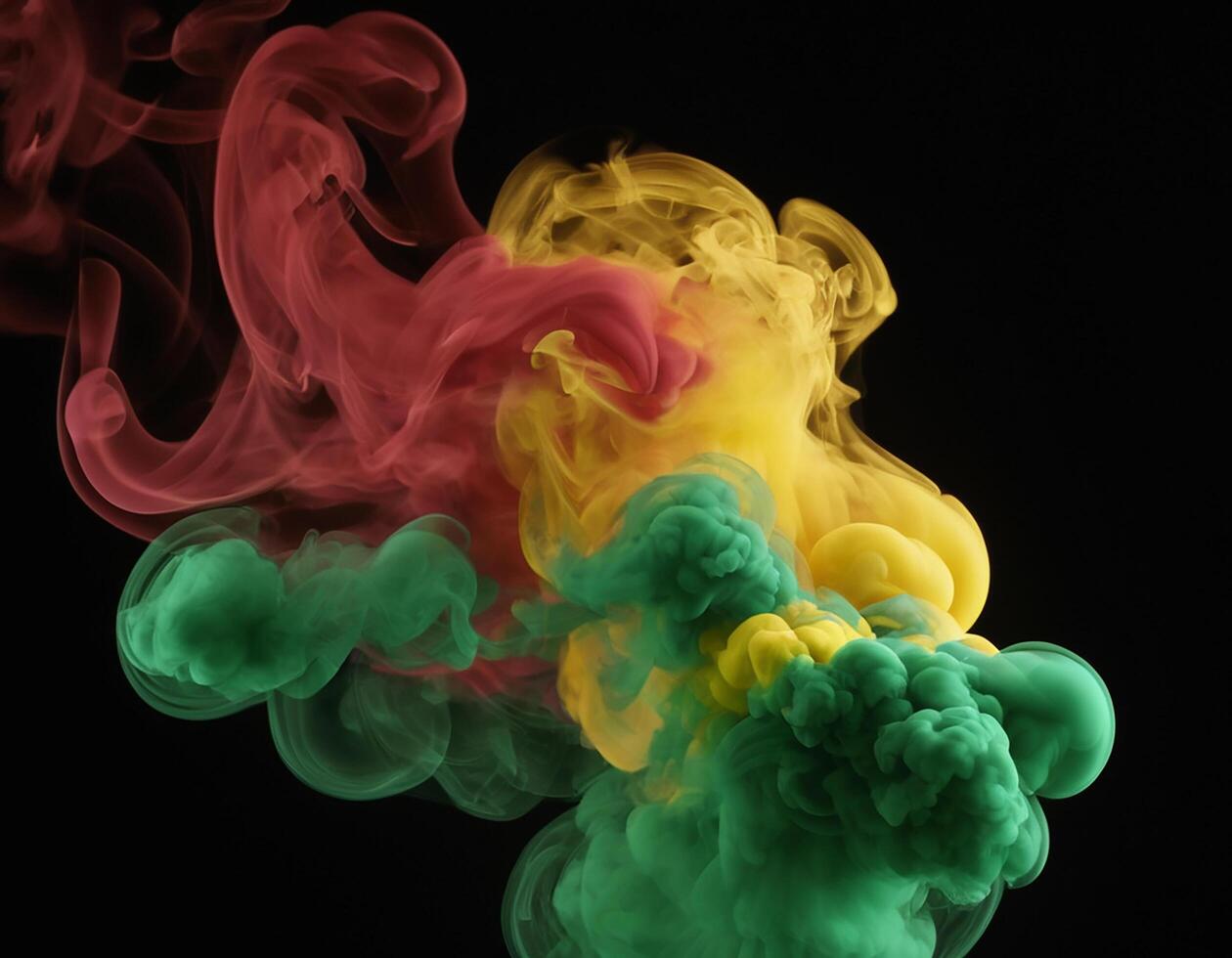 AI generated Abstract red, blue and green paint splash isolated light green paint dissolves in background, like a cloud or smoke background Generative Ai photo