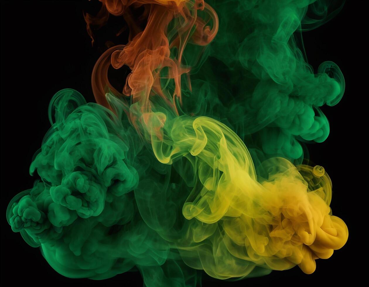 AI generated Abstract red, blue and green paint splash isolated light green paint dissolves in background, like a cloud or smoke background Generative Ai photo